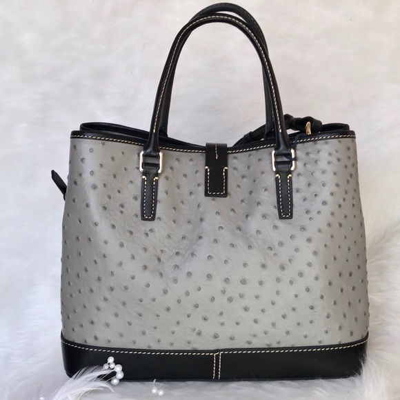 🖤New Dooney & Bourke 🖤Perry Ostrich Satchel Grey - Picture 2 of 6